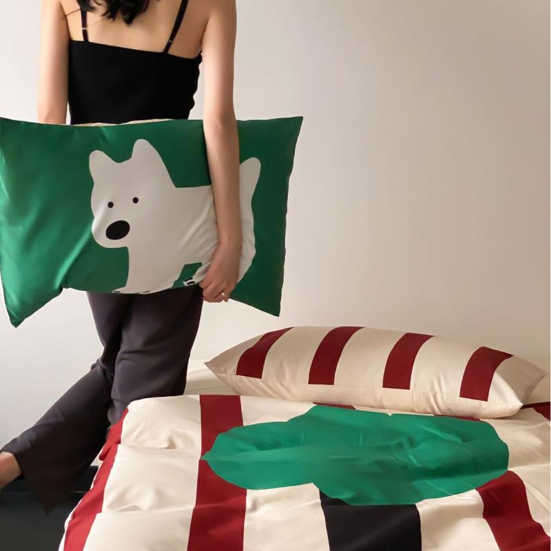 布団カバーセット 4点セット 綿100% ベッドシーツ 長絨綿 抗菌 抗しわ加工 春夏 秋冬 カートゥーン柄