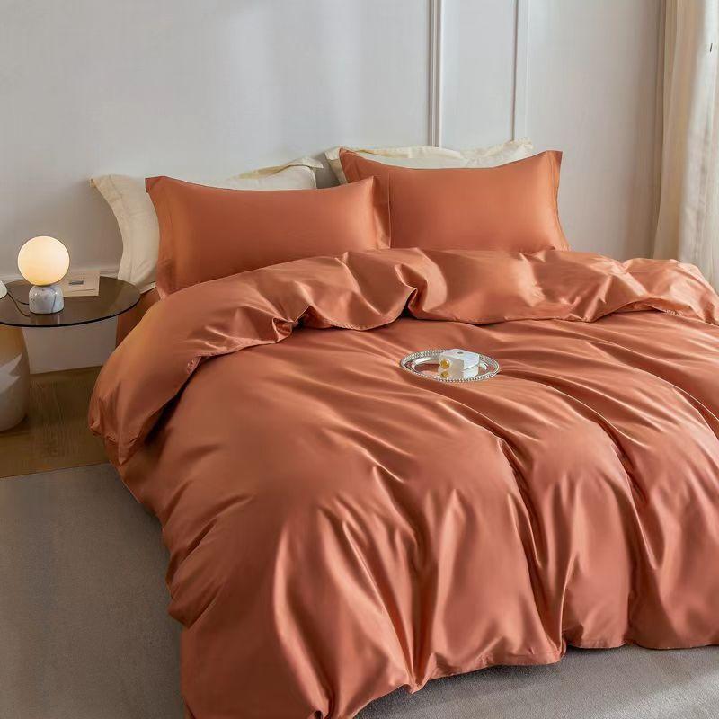 布団カバーセット シングルサイズ 100支 新疆長綿 綿100% ベッドシーツ 枕カバー 無地 夏紫 居里夫人グ..