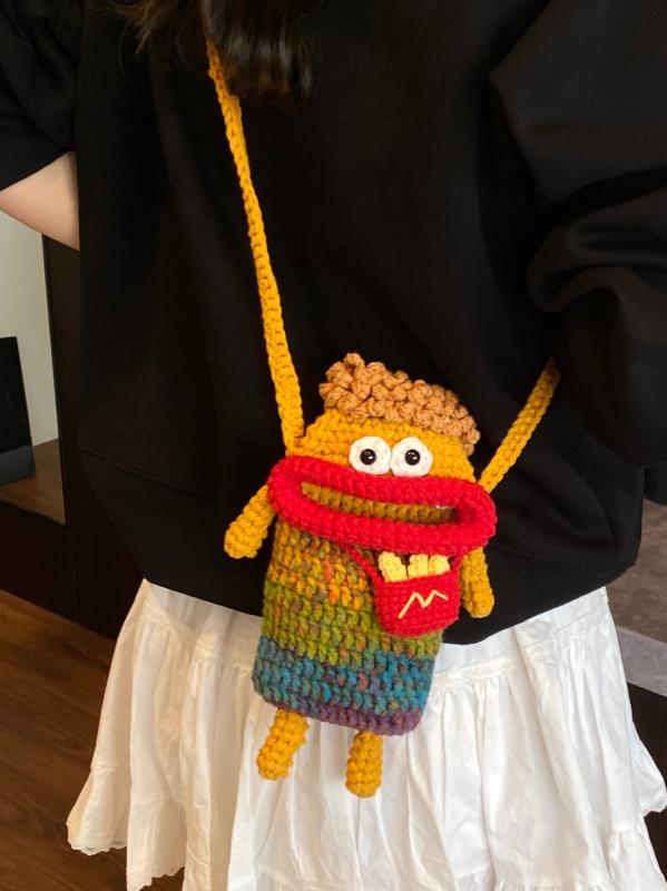 スマホショルダー レディース 毛糸 編み込み ミニポシェット かわいい ショルダーバッグ キッズ 子供 ..