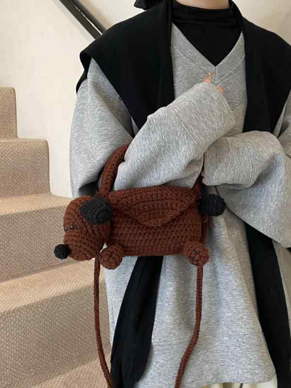 子供用バッグ かわいい 小熊 手編み