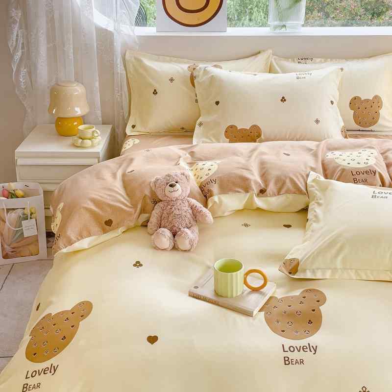 寝具 レディース 3点セット 4点セット ベッドシーツ 布団カバー 枕カバー 花柄 漫画 アニメ風 1.2m 1.5m 1.8m 2.0m ポリエステル 現代風