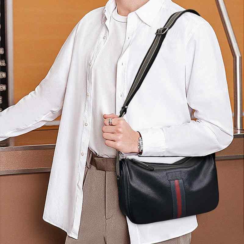 ショルダーバッグ メンズ 男性用 本革 牛革 斜め掛け カジュアル 耐摩耗性 ブラック 無地 10インチ