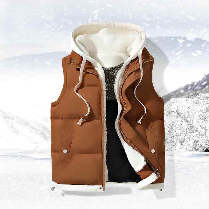 ダウンベスト レディース メンズ 兼用 ゆったり 厚手 フード付き ショート丈 白 部屋着