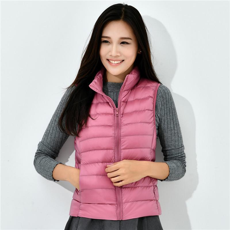 ダウンベスト レディース ライトダウン 立襟 ポリエステルファイバー 白ダックダウン 軽量 スリムフィット 赤 紫 黒 ピンク ワインレッド 紺 カーキ グリーン S M L XL 2XL 3XL 4XL