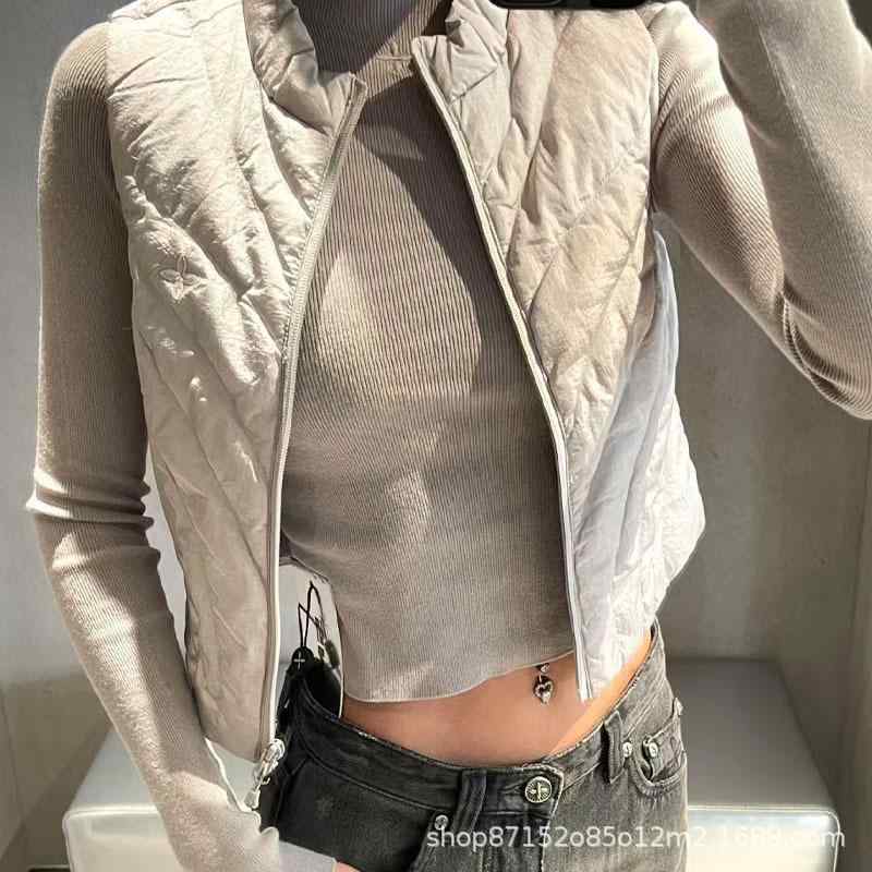 ダウンベスト レディース 防寒着 インナーベスト スリム 薄手 ショート丈 星空 銀色 シルバー 稲妻 黒 ブラック 日韓スタイル カジュアル