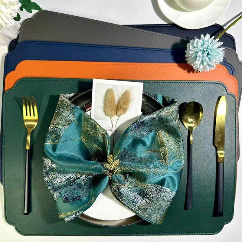 ランチョンマット 北欧風 撥水 レザー 長方形 テーブルマット 断熱 業務用 ワインレッド グリーン ブラック グレー ブルー オレンジ ローズゴールド ベージュ ゴールド