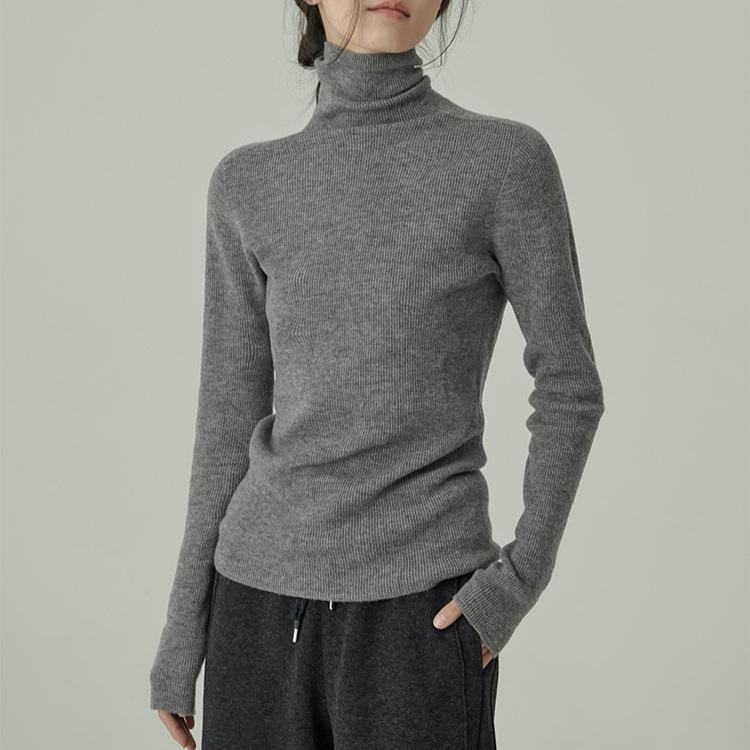 ニット レディース 秋冬 高 unk 高 unk 羊毛混 セーター インナー トップス 長袖 無地 スリム あったか..