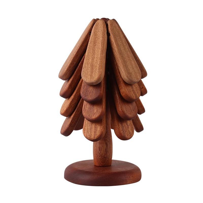 鍋敷き コースター 耐熱 木製 実木 砂鍋 ポットマット テーブルマット 断熱 小葉 クリスマスツリー リ..