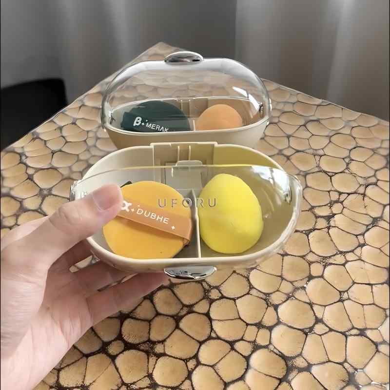 メイクアップ スポンジ 収納ケース 壁掛けタイプ フタ付き 防塵 防湿 通気性 格納式 持ち運びやすい 多機能 パフケース