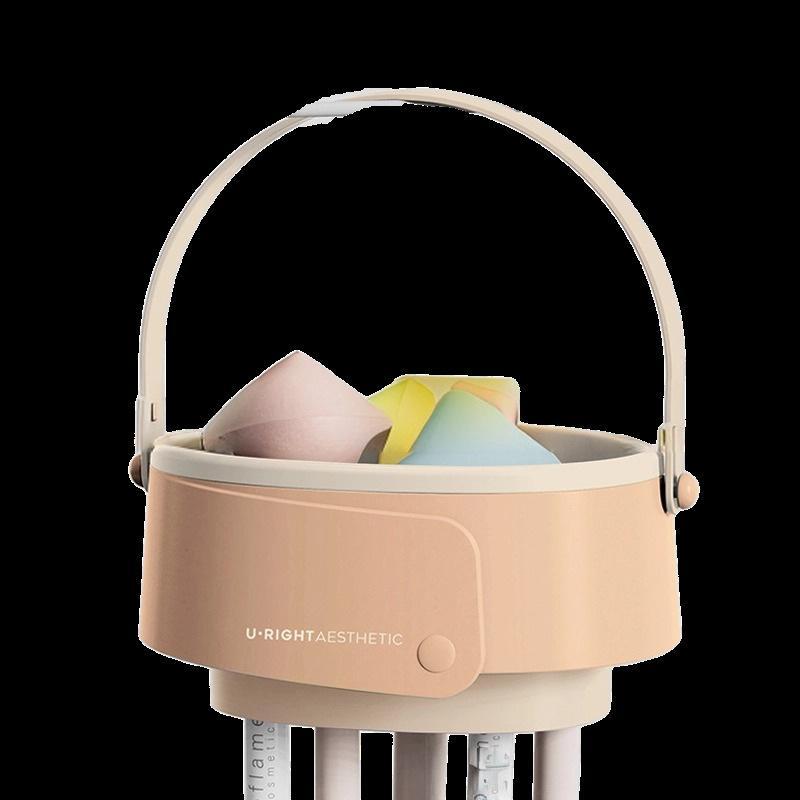 メイクブラシ 洗浄ボウル スタンド パフ スポンジ 洗浄板 メイク道具 クリーナー シリコン製 折りたたみ式 パープル 肌色