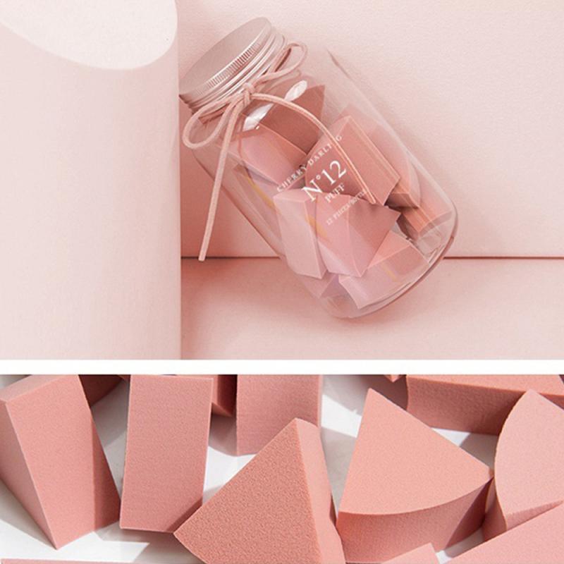 メイクアップスポンジ 美容 メイク用 パフ スポンジ 乾湿両用 非ラテックス ドロップ型 多角形 ピンク系