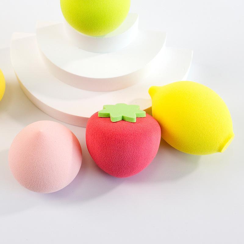 メイクアップスポンジ 超 мягкий パフ ファンデーション 化粧下地 両用 ドライ ウェット 親水性 スポンジ 水滴型 葫芦形 桃の形 草莓粉 脆梨绿 芒果黄