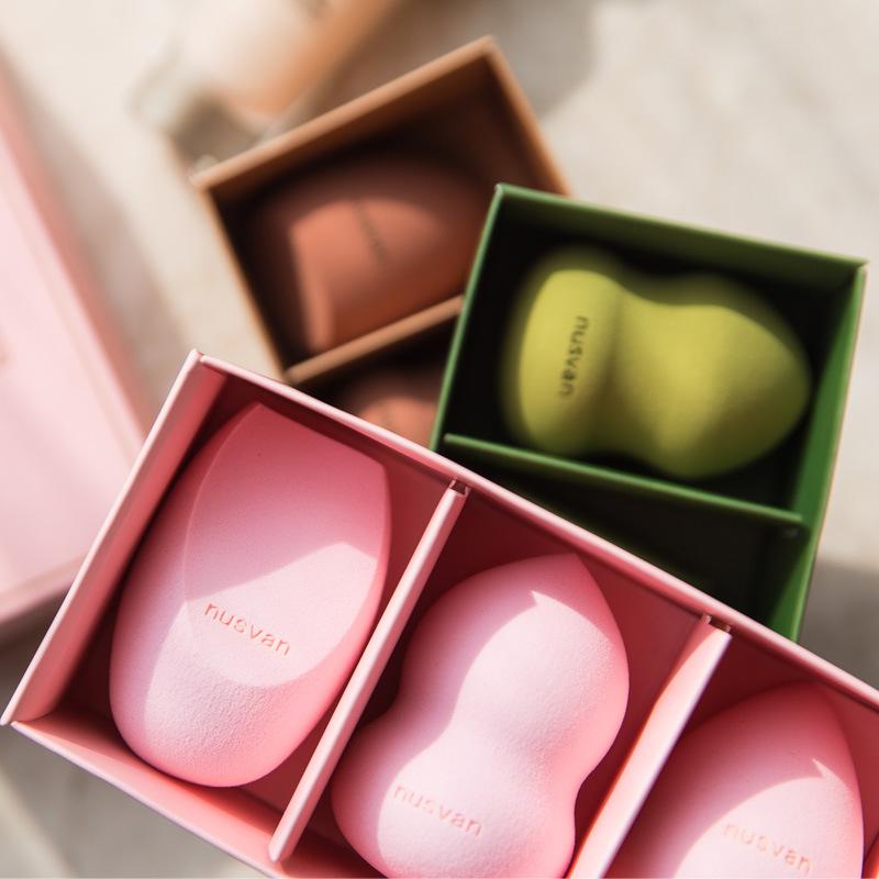 美妆スポンジ パフ セット 超 мягкий 乾湿両用 桜色 抹茶色 奶茶色 親水性非ラテックス海綿