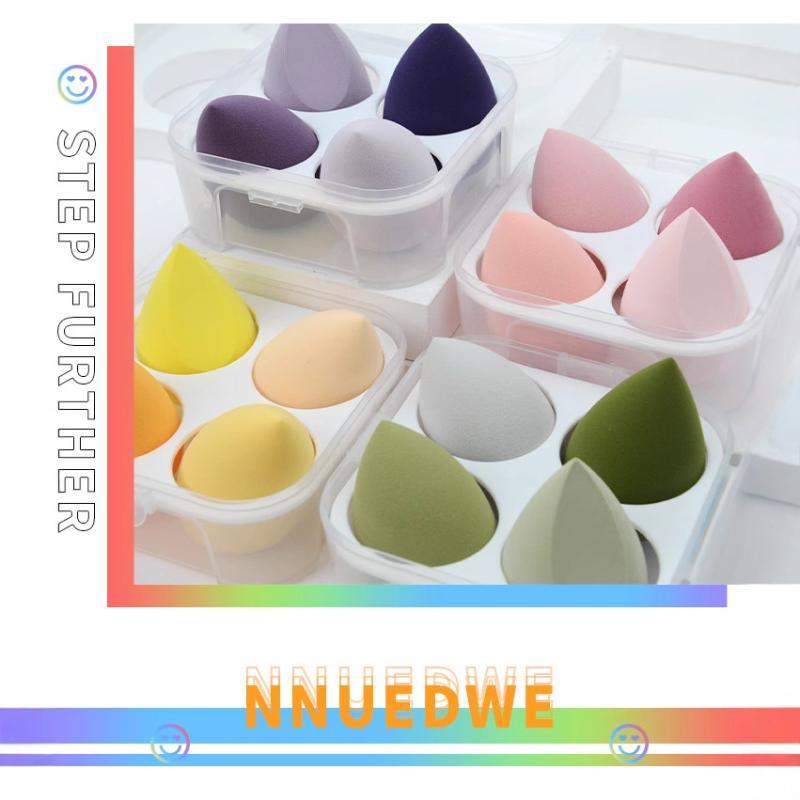 メイク用スポンジ レディース メイクアップスポンジ パフ 4個セット 収納ケース付き 合成海綿 化粧スポンジ 湿粉パフ