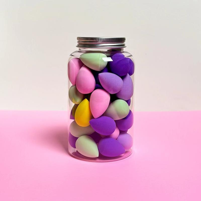 メイクアップスポンジ レディース メンズ 兼用 ミニ 水滴型 斜めカット 40個入り 混合色 親水性ポリウレタン 携帯用 普段使い