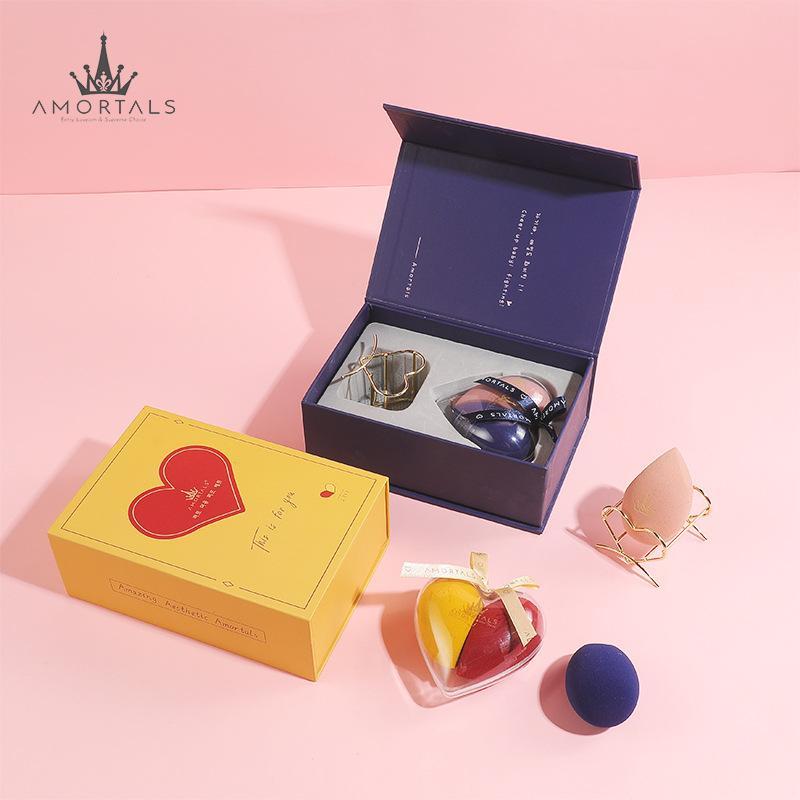 メイクアップ スポンジ パフ セット 卵型 葫芦型 水滴型 乾湿両用 親水性ポリウレタン製 心悦ブルー 心悦イエロー