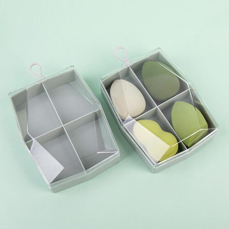 メイクアップスポンジ パフ セット 菱形 ドロップ型 ひょうたん型 斜めカット 海塩ミルク 抹茶ラテ いちごヨーグルト フルーツ メイク 化粧 スポンジ 収納ケース付き