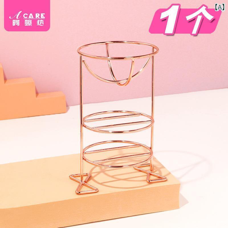 メイクアップツール 美容ツール パフ スポンジ 収納スタンド ラック 2段 3段 ピンク系