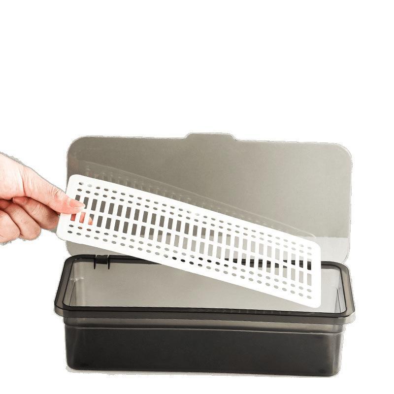 メイクブラシ 収納ケース レディース 大容量 コスメボックス 卓上 寮 美容 メイク道具 アイシャドウブラシ 長方形 透明 防塵 フタ付き グレー 茶色