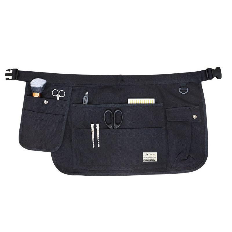 エプロン 男女兼用 美容 メイクアップ 収納 キャンバス 帆布 ガーデニング 外仕事 作業用 短め ブラック グレー ネイビー オレンジ カーキ