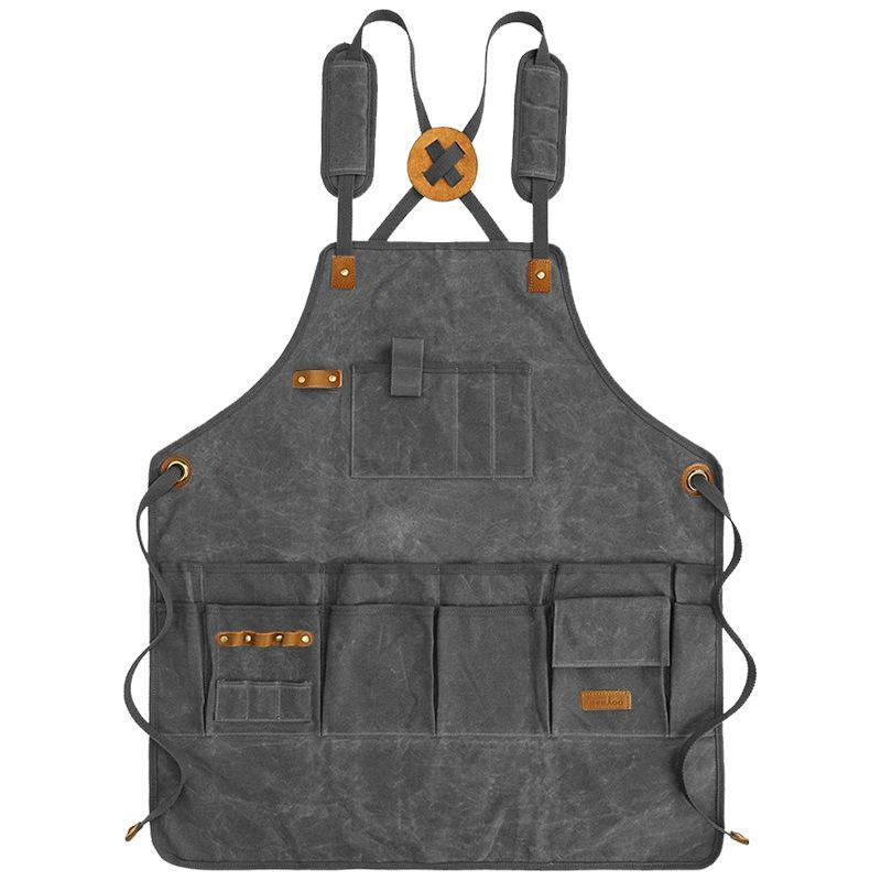 エプロン 男性用 作業用 帆布 無袖 防水 防油 汚れ防止 料理用 DIY ガーデニング ブラック グレー カー..