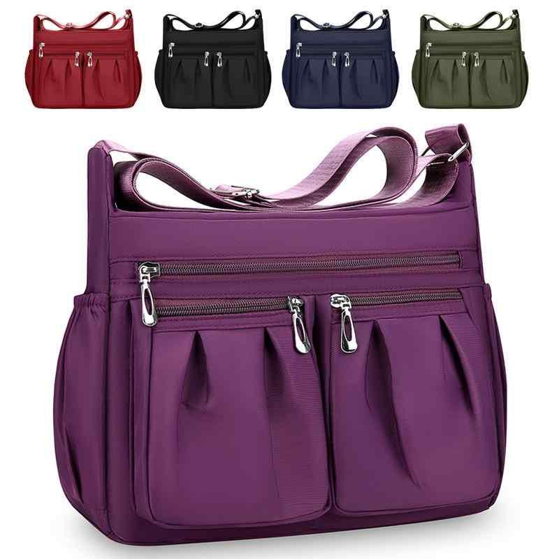 バッグ レディース 鞄 中高年 女性用 大容量 斜め掛け 韓国風 カジュアル 帆布 ビジネス 多層構造 ショルダーバッグ レッド パープル ネイビー ブラック カーキ 都市 普段使い