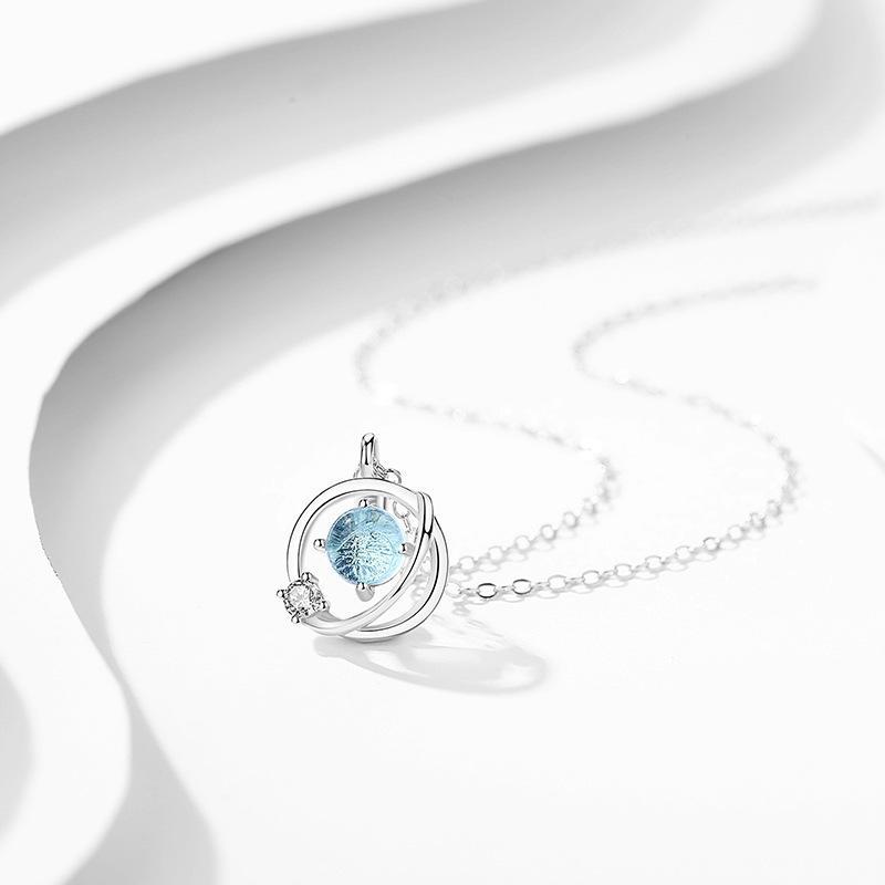 ネックレス レディース S925 シルバー ジルコニア 星座モチーフ 鎖骨チェーン 十字チェーン プラチナカラー ブルー ピンク