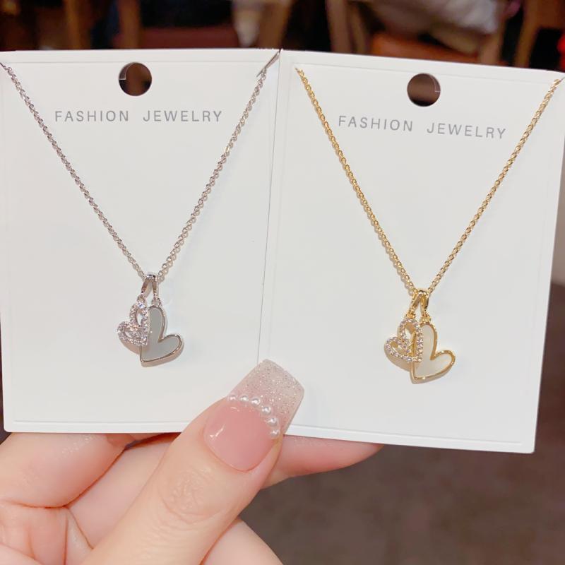 ネックレス レディース 韓国風 シェル ハート ペンダント 鎖骨チェーン エレガント 高見え ゴールドカラー シルバーカラー