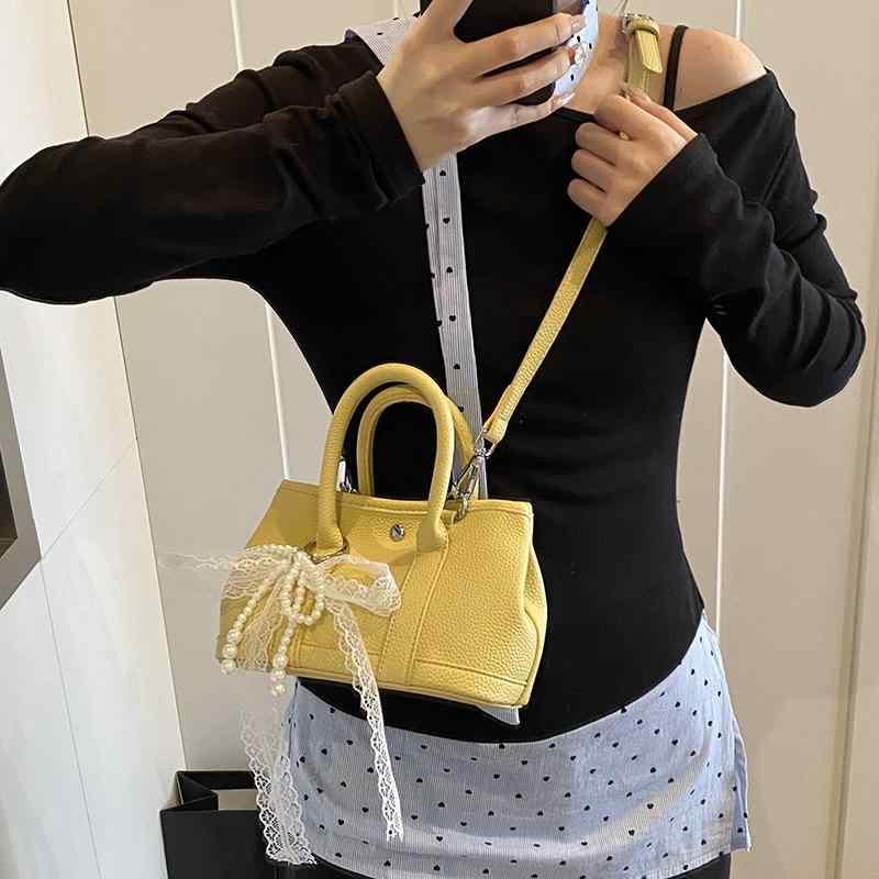 バッグ レディース 鞄 韓国風 レース ビーズ 通勤 手提げ 肩掛け 斜めがけ 大容量 PU レザー かわいい ..