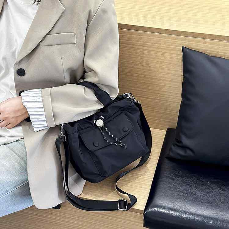 トートバッグ レディース ショルダーバッグ キャンバス 韓国風 バケツ型 無地 ブラック カーキ 街頭 普段使い