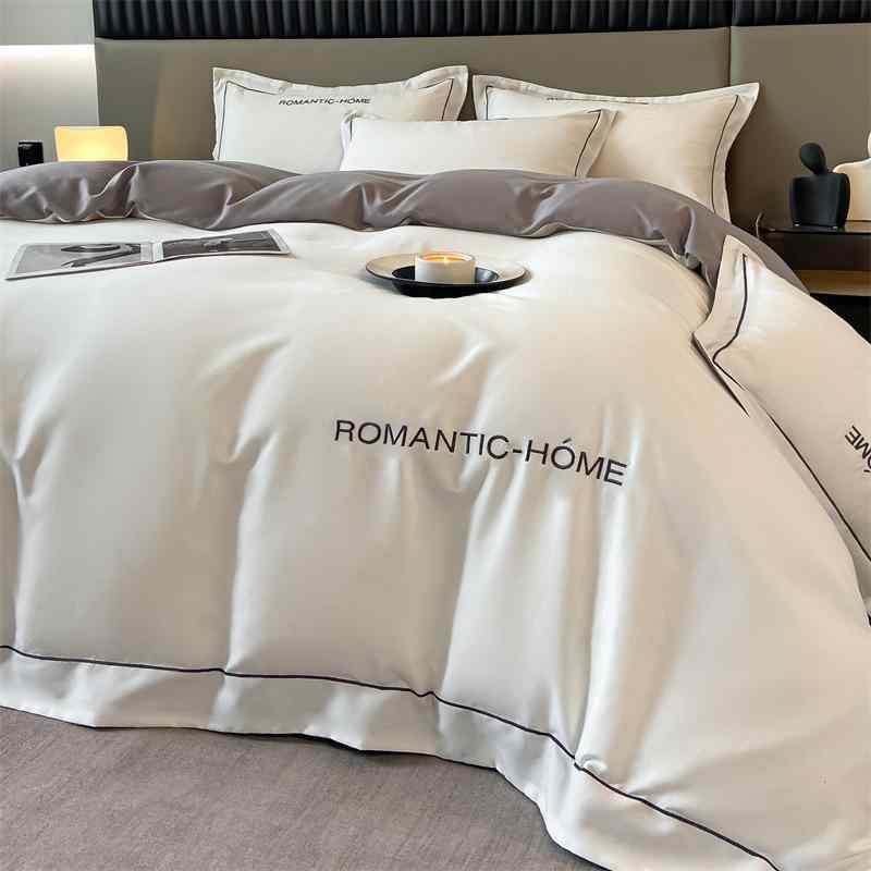 寝具 ベッドカバー ベッドシーツ 4点セット ウォッシャブル 水洗い 綿100% 磨き毛布 ストライプ 本白 ..