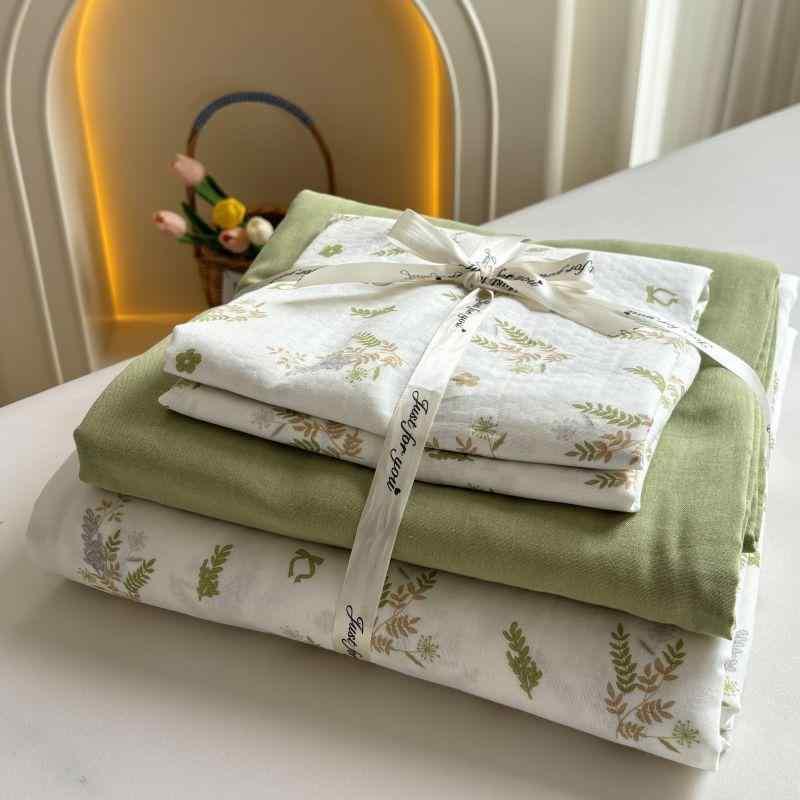 ベビー &amp; キッズ 全綿 ダブルガーゼ 寝具カバー 3点セットor4点セット ベッドシーツセット 花柄プ..