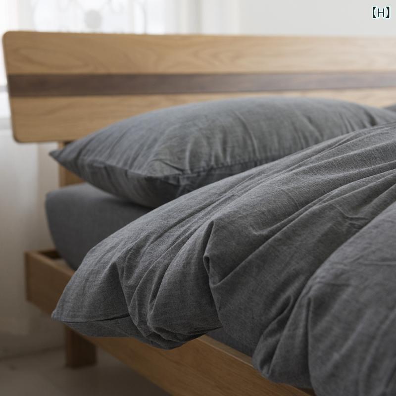 布団カバー 4点セット シングルサイズ ベッドカバー 寝具カバーセット 綿100% ウォッシュドコットン 無..