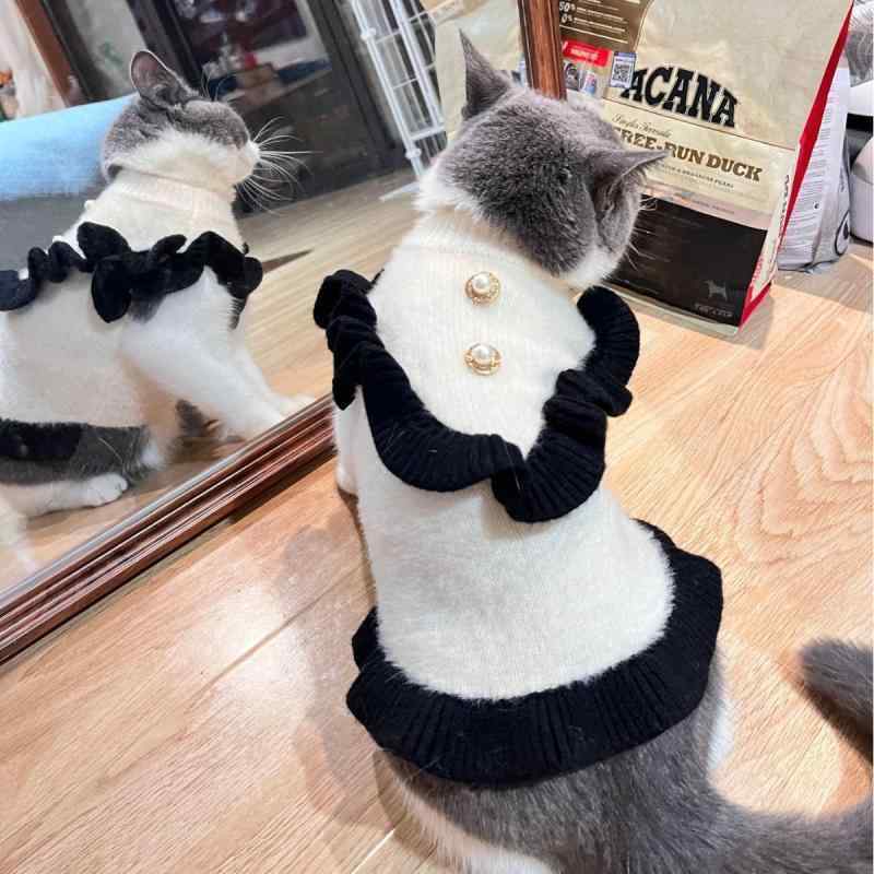 ペット服 レディース 公主風 ニット 白 XS S M L XL 2XL 小型犬 猫 かわいい 暖かい プリンセス ドッグ..