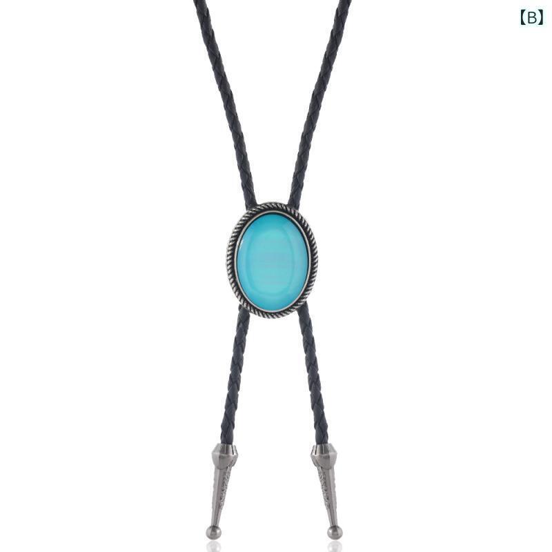 ネックレス 男女兼用 レザー ペンダント 幾何学模様 合金 ボヘミアン アクリル 宝石 レトロ 黒 ブラック 青 ブルー 赤 レッド ストーン 長め インパクト 普段使い
