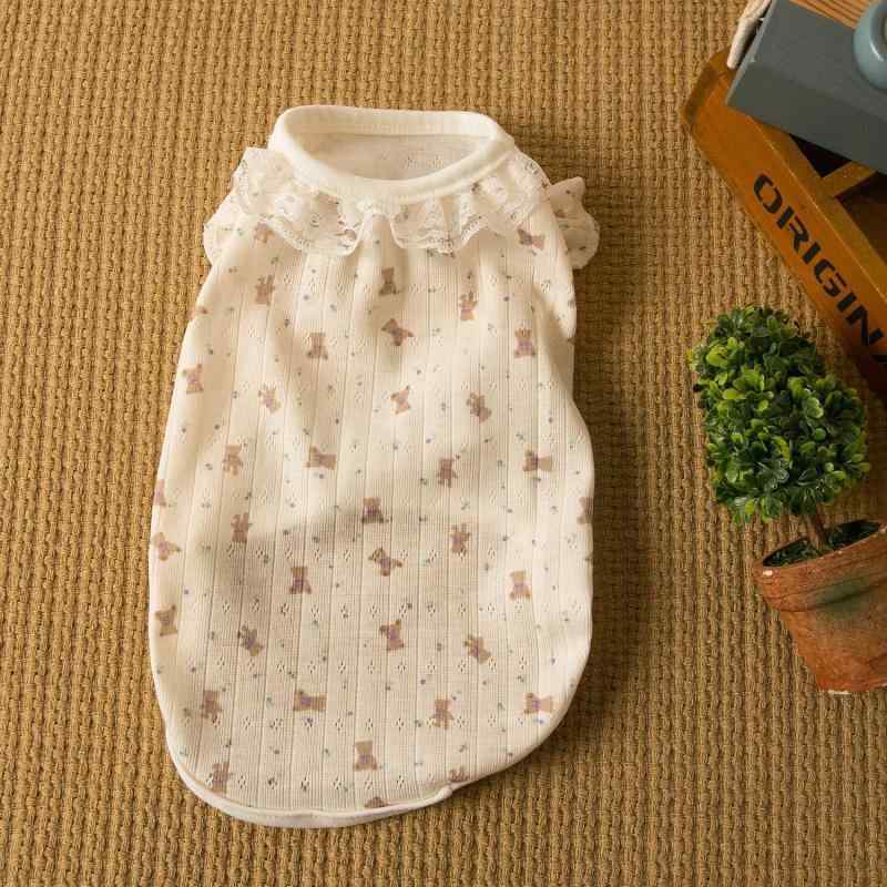 ペット服 春秋 レース タンクトップ 犬 猫 伸縮性 ポリエステル 小型犬 中型犬