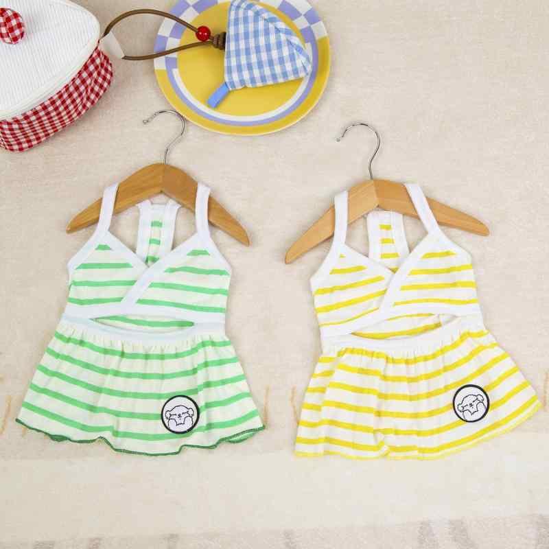 ペット用 服 春夏 薄手 犬 猫 かわいい ビキニ ストライプ ペット スカート イエロー グリーン 小型犬 ..