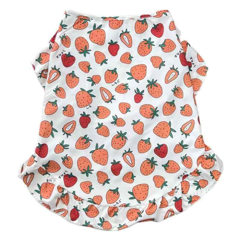 犬用 服 背心 春夏 薄手 中型犬 大型犬 かわいい ポリエステル レッド いちご柄 ブルー 小花柄