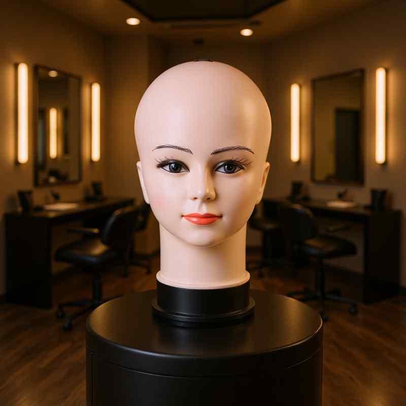 頭部模型 レディース 成人 女性 ヘッドトルソー 光頭 展示 撮影用 肉色 高さ28cm