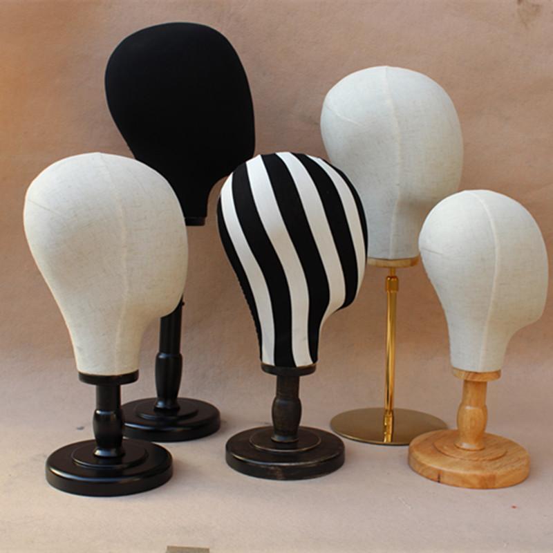 ディスプレイ用品 レディース ヘッドトルソー 帽子かけ 布張り 台座付き 帽子展示 バッグ展示 アクセサ..