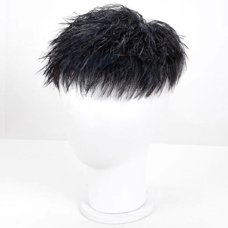 メンズウィッグ 男性用 部分ウィッグ ヘアピース 真人髪 栗色 ショート モーガンパーマ 隠し 医療用 薄毛 白髪 対策 16x18CM 18*20CM