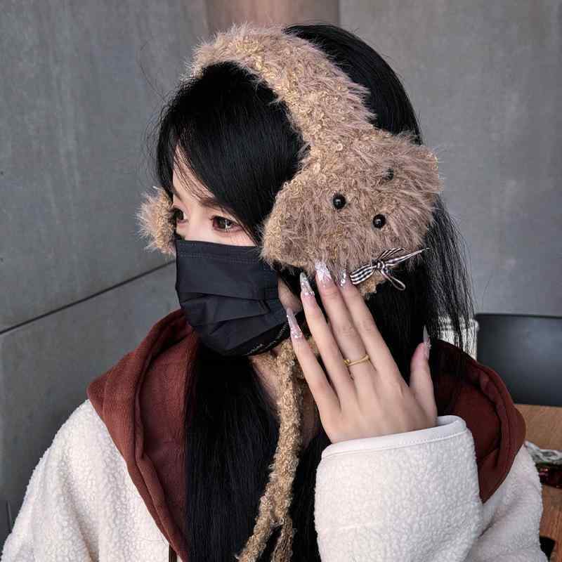 耳あて レディース かわいい リボン 犬 ドッグ イヤーマフ 秋冬 防寒 保温 学生 あったか ふわふわ も..