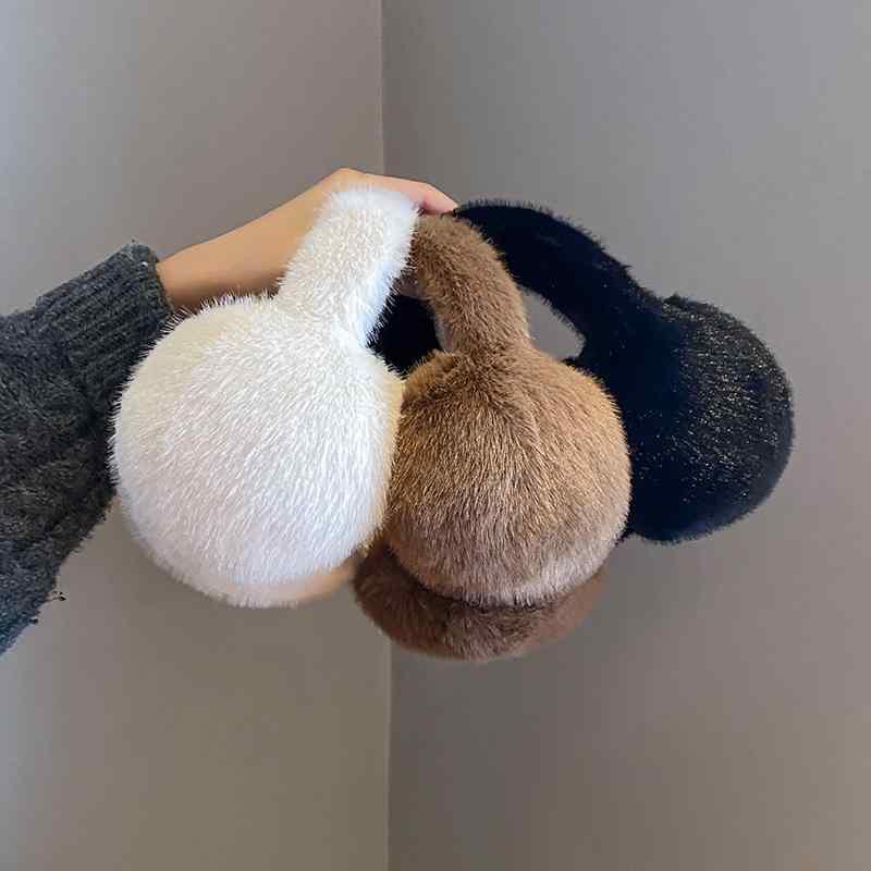 イヤーマフ レディース 秋冬 暖かい 防寒 フェイクファー かわいい 無地 白色 ベージュ ピンク系 通勤 通学