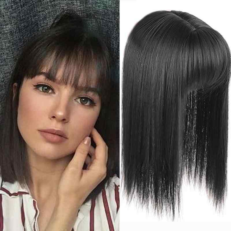ヘアピース レディース 前髪付き ストレート 黒髪 茶髪 部分ウィッグ ファッション 25cm 35cm