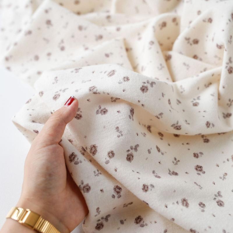 パジャマ 親子ペア レディース 秋冬 全綿100% かわいい 小花柄 プリント クリーム色 部屋着 寝巻き