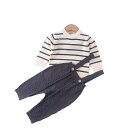 ニット ベビー 上下セット 男の子 秋物 韓国風 子供服 秋冬 セーター ズボン セットアップ ストライプ かわいい 66cm 73cm 80cm 90cm