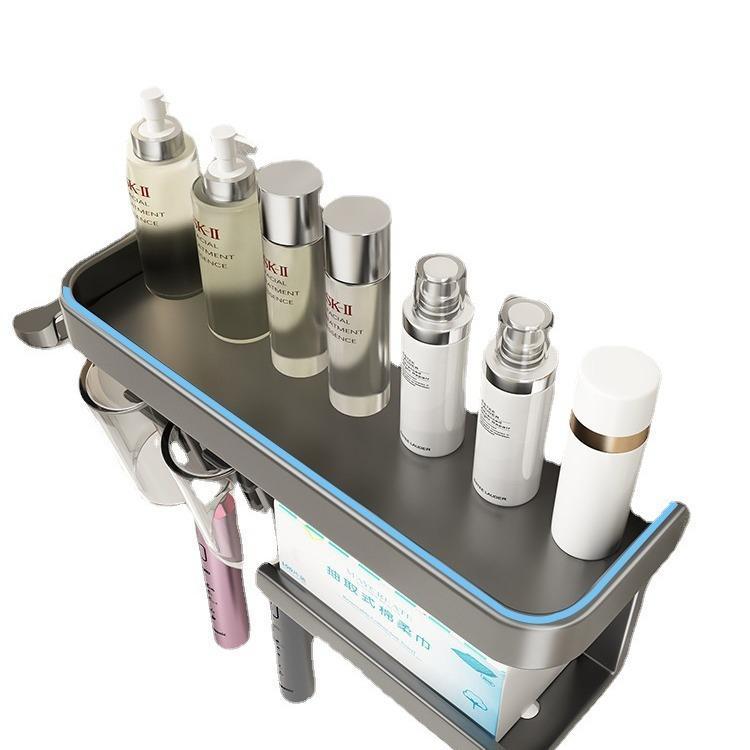 歯ブラシスタンド 洗面所 壁掛け 収納ラック コップホルダー付き 歯磨き粉ディスペンサー付き 衛生用品..