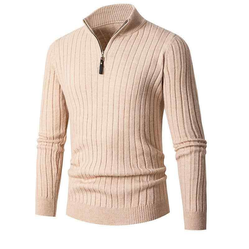 Knit Sweater - ニット メンズ 長袖 ハーフハイネック プルオーバー スリムフィット 無地 普段使い インナー トップス 秋冬