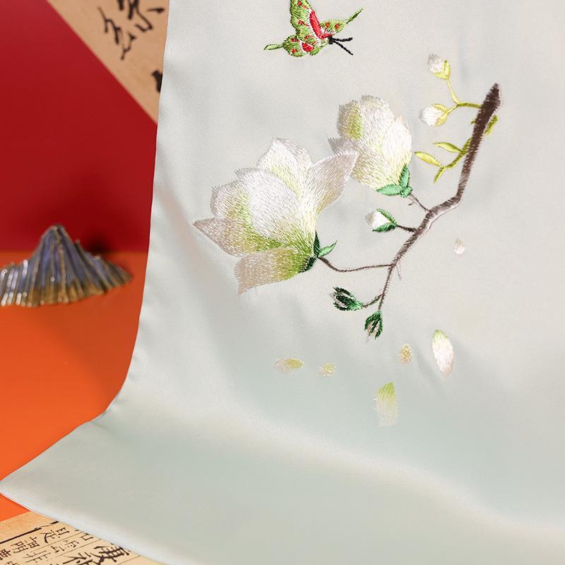 ストール 刺繍 シルク ポリエステル 薄手 春夏 花柄 牡丹 梅 蘭 桃花 和柄 上品 エレガント UV対策 冷..