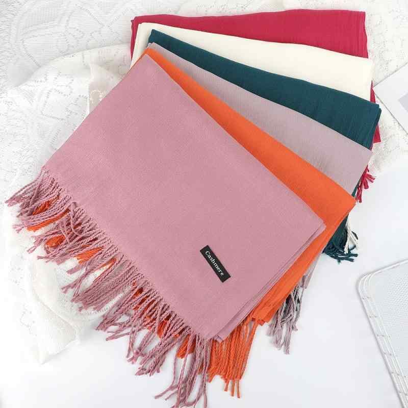 マフラー ストール レディース 秋冬 無地 仿羊绒風 大判 保温 ショール シンプル 韓国風 ファッション 通勤 冷房対策 旅行(4)